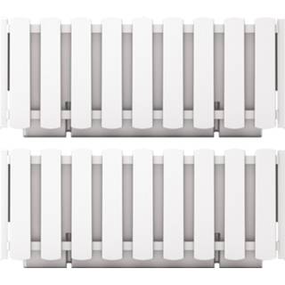 👉 Plantenbak wit kunststof parel 2x stuks fence-look plantenbakken/bloembakken 38 x 18 16 cm