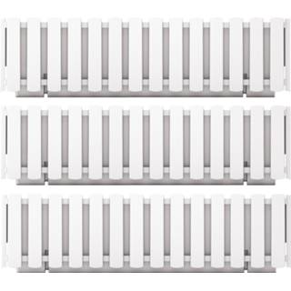 👉 Plantenbak wit kunststof parel 3x stuks fence-look plantenbakken/bloembakken 58 x 18 16 cm