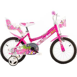 👉 Roze staal kinderen meisjes kinderfietsen knijprem vast geen personage Dino 146R-02 Happy 14 Inch 24 cm 8006817146018