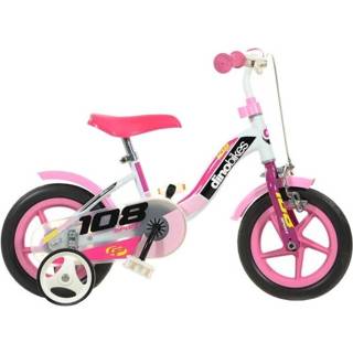 Roze staal kinderen meisjes kinderfietsen doortrapper vast geen personage single Dino 108FL-0509 10 Inch 17 cm 8006817900702