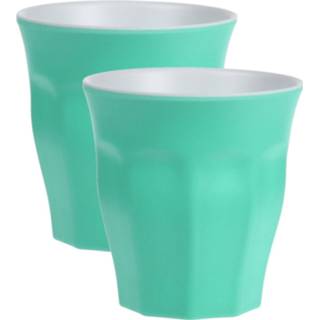 👉 Drinkbeker groene kunststof melamine 8x stuks onbreekbare kunststof/melamine 9 x 8.7 cm voor outdoor/camping