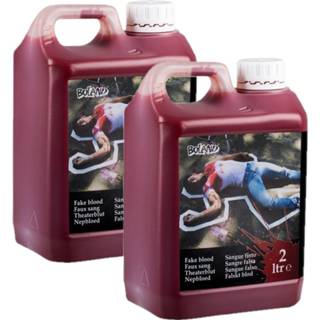 👉 Jerrycan volwassenen Pakket van 2x stuks vloeibaar horror nepbloed schmink 2 liter per fles