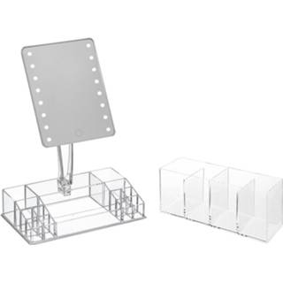 👉 Organizer vrouwen Make-up set vakjes 22 x 9,5 7 cm en een LED spiegel