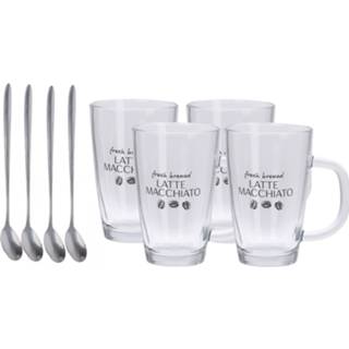 👉 Lepel Set van 4x latte Macchiato glazen inclusief lepels 300 ml