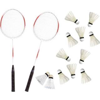 👉 Opbergtas rood wit volwassenen Badminton set rood/wit met 12x shuttles en