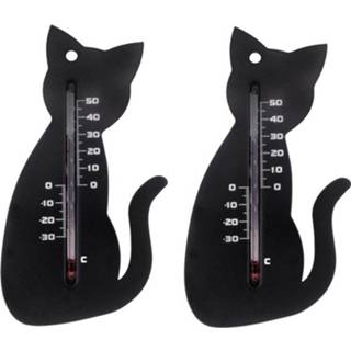 👉 Thermometer zwarte Set van 2x voor binnen en buiten kat 15 cm