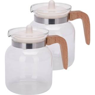 👉 Glazen theepot Excellent Houseware set van 2x stuks met infuser 1,5 liter