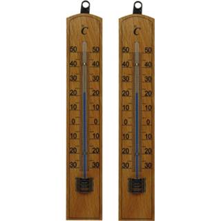 👉 Thermometer hout Lifetime Garden 2x stuks voor buiten 20 x 4 cm