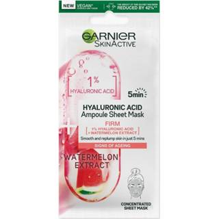 Ampul wit One Size Garnier 1% Hyaluronic Acid + Watermelon Firming Ampoule Sheet Mask Gezichtsmasker, White