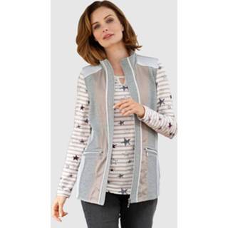 👉 Grijs wit zand effen vrouwen najaar Sweatbodywarmer in patchworklook Paola Grijs/Wit/Zand 4055708538245 4055708538269