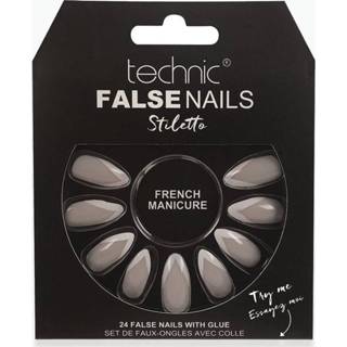 👉 Stiletto One Size nude mannen Technic French Manicure False Nails Nepnagels,