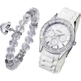 👉 Horloge wit vrouwen met kristallen Horloge- en sieradenset Meister Anker 4055709152204