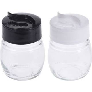 Strooier multi glas active zoutvaatje Setje van 2x stuks peper en zout vaatjes / strooiers 5 x 7 cm