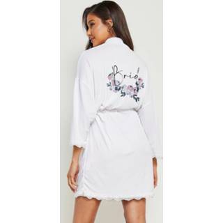 👉 Badjas wit Bride Bloemen Met Kanten Zoom, White