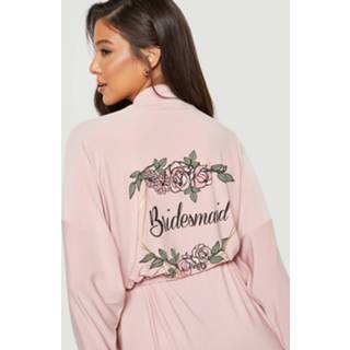 👉 Bruidsmeisjes Bloemen Badjas Met Kanten Zoom, Blush