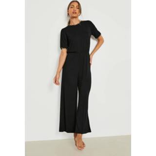 👉 Jersey Luipaardprint Culotte Jumpsuit Met Contrasterende Zoom, Black