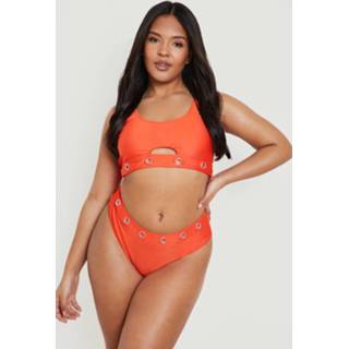 👉 Plus Cut Out Bikini Met Metalen Afwerking, Rust