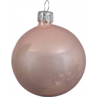 👉 Kerstbal active roze 1x Grote glazen kerstballen blush 15 cm