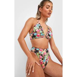 👉 Kettingprint High Waist Bikini Set Met O-Ring, Pink