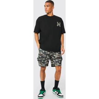 👉 Oversized Camo M Cargo Set Met Shorts, Black