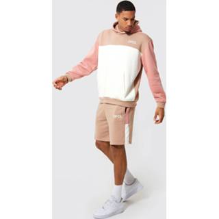 👉 Tall Official Colour Block Trainingspak Met Shorts, Taupe