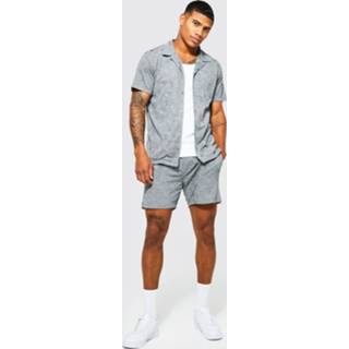 👉 Overhemd zwart XS Jersey Jacquard Palm Print En Shorts Set, Black