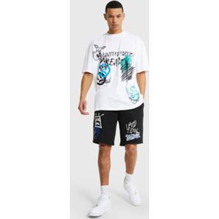 Tall Jersey Graffiti Smiley Set Met Shorts, White