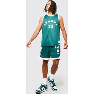 👉 Homme Jersey Basketbal Set Met Biezen, Green