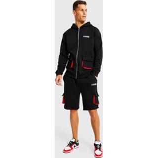 👉 Tall Man Trainingspak Met Tank En Shorts, Black