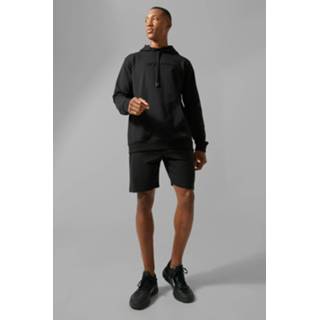 👉 Man Active Trainingspak Met Shorts En Reliëf, Black