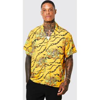 👉 Oversized Tijgerprint Boxy Overhemd Met Revers Kraag, Orange