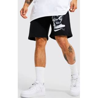 👉 Baggy Jersey Standbeeld En Bloemen Shorts, Black