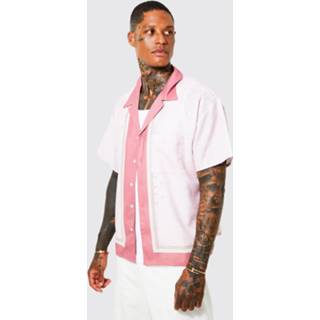 👉 Boxy Slub Overhemd Met Bandana Print Zoom En Revers Kraag, Light Pink