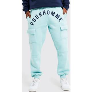 Pour Homme Cargo Slim Fit Joggingbroek, Light Blue