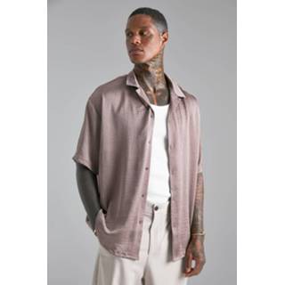 👉 Oversized Dun Boxy Overhemd Met Textuur, Taupe
