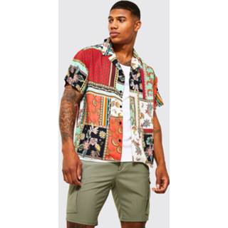 👉 Viscose Boxy Baroque Overhemd Met Korte Mouwen En Revers Kraag, Multi