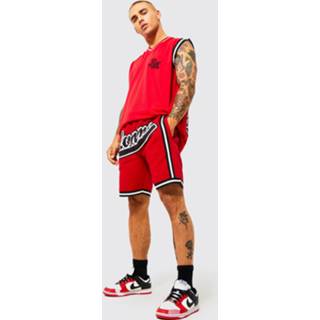 👉 Oversized Basketbal Tank Top En Shorts Set, Red