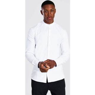 👉 Overhemd wit XS senioren Jersey Muscle Fit Opa Met Lange Mouwen, White