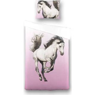 Dekbedovertrek katoen roze kinderen Fresh&Co Kids Majestic Horse 140 x 200 cm - Kinderovertrek 8719909029525