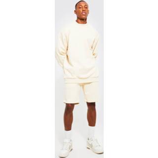👉 Oversized Trainingspak Met Trui Met Met Brede Nek En Shorts, Sand