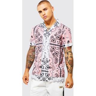 👉 Paisley Print Overhemd Met Korte Mouwen, Pink