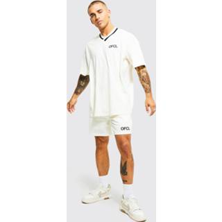 👉 Oversized Basketbal Top Met V-Hals En Shorts Set, Ecru