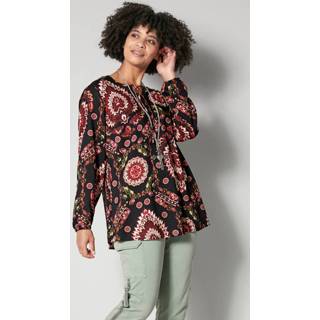 👉 Tuniek zwart viscose etno vrouwen met etnopatroon Angel of Style Zwart/Olijf/Berry 4055708667501 4055708667518