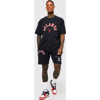 👉 M charcoal Oversized Acid Wash Gebleekte Atlanta Set Met Shorts,