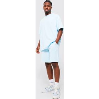 👉 Blauw velours s Light Blue Oversized Set Met Shorts Biezen,