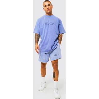 👉 Purper m Oversized Gebleekte Top Met Brede Nek En Shorts Set, Purple