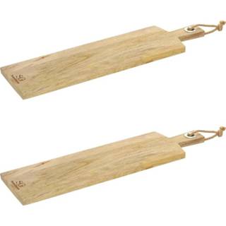 👉 Snijplank hout mannen 2x Stuks met handvat 58 x 16 cm van mango