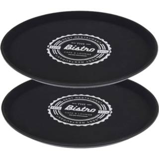 👉 Dienblad zwart kunststof 3x stuks anti-slip dienbladen 36 cm bistro