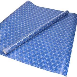 👉 Inpakpapier blauw witte 5x Inpakpapier/cadeaupapier met figuren - geometrisch motief 200 x 70 cm rol