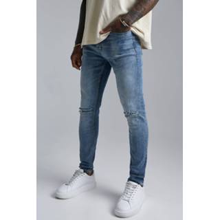 👉 Stretch Versleten Skinny Jeans Met Versleten Knieën, Light Blue